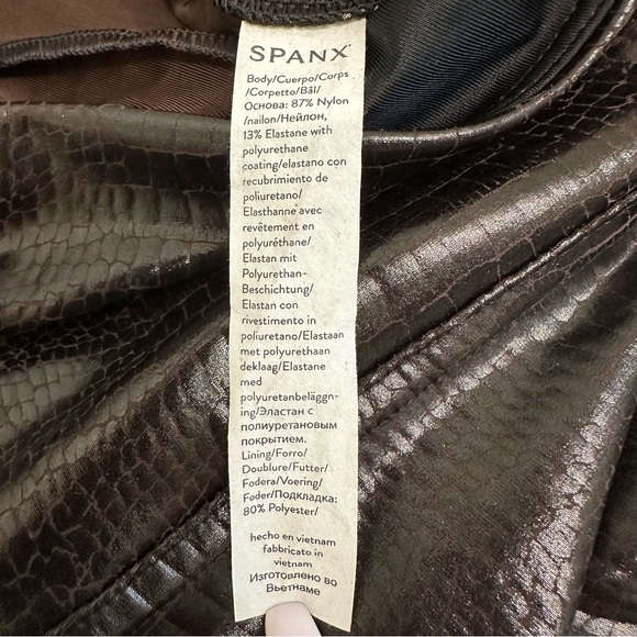 Spanx Faux Leather Croc Shine Legging High Rise Slimming Shaping Brown Medium - Picture 10 of 11